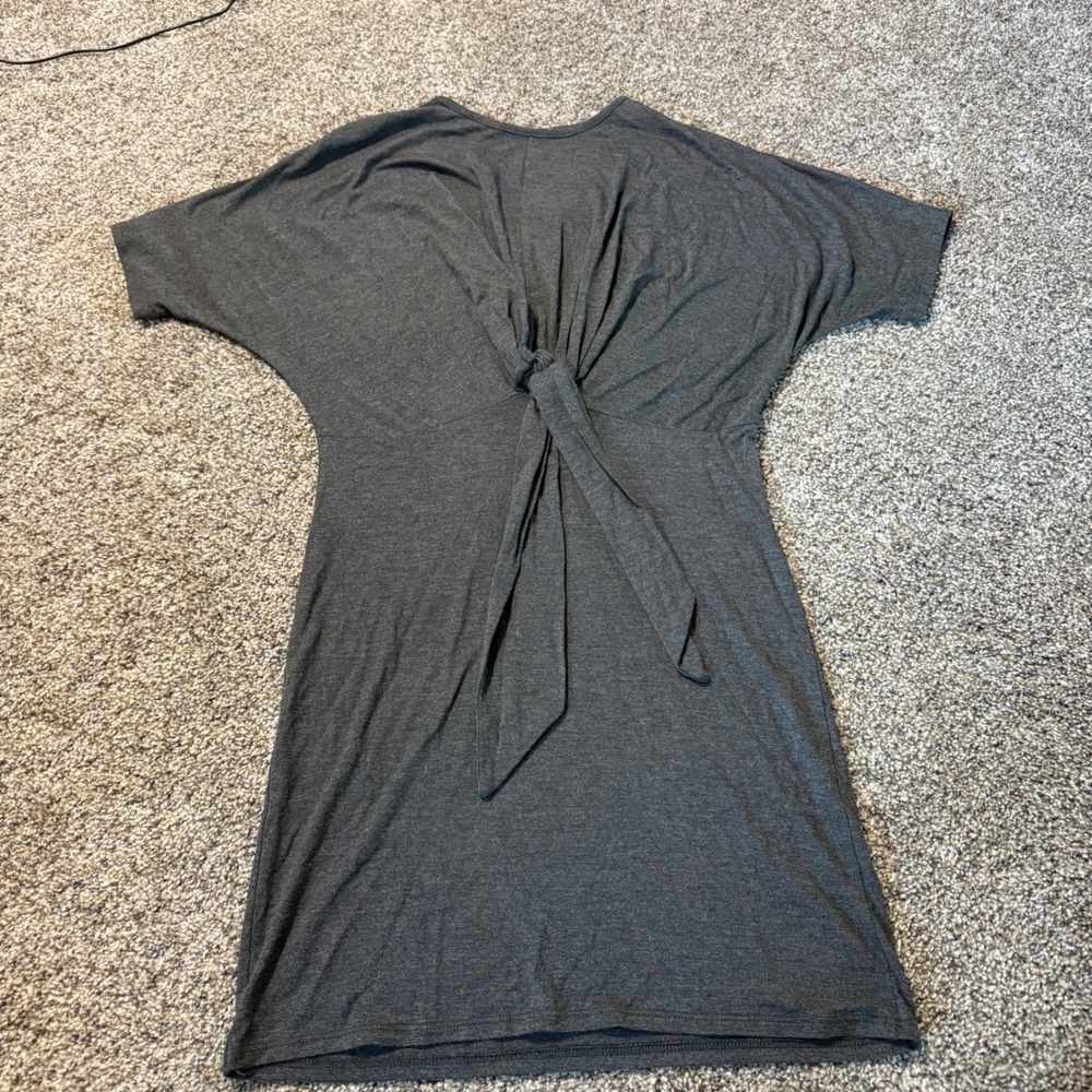 Velvet Torch Charcoal Gray Knit Twist Front T-Shirt Dress Size S